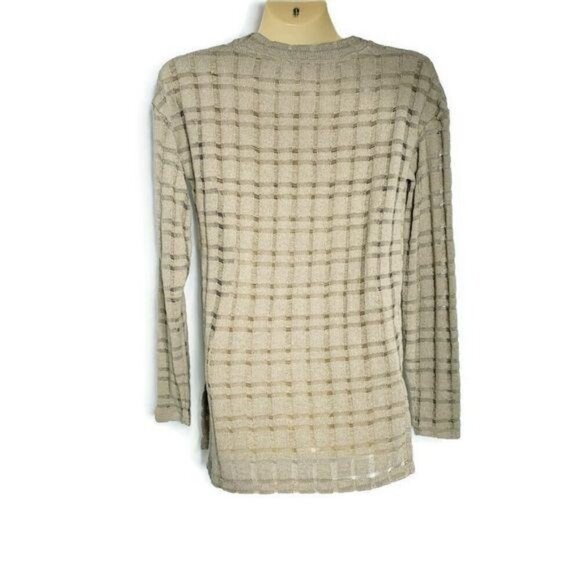 Zara BW Collection Windowpane Sweater Women's Size Small Tan Long Sleeve - Picture 2 of 7